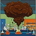 Brown nitrogen dioxide gas.